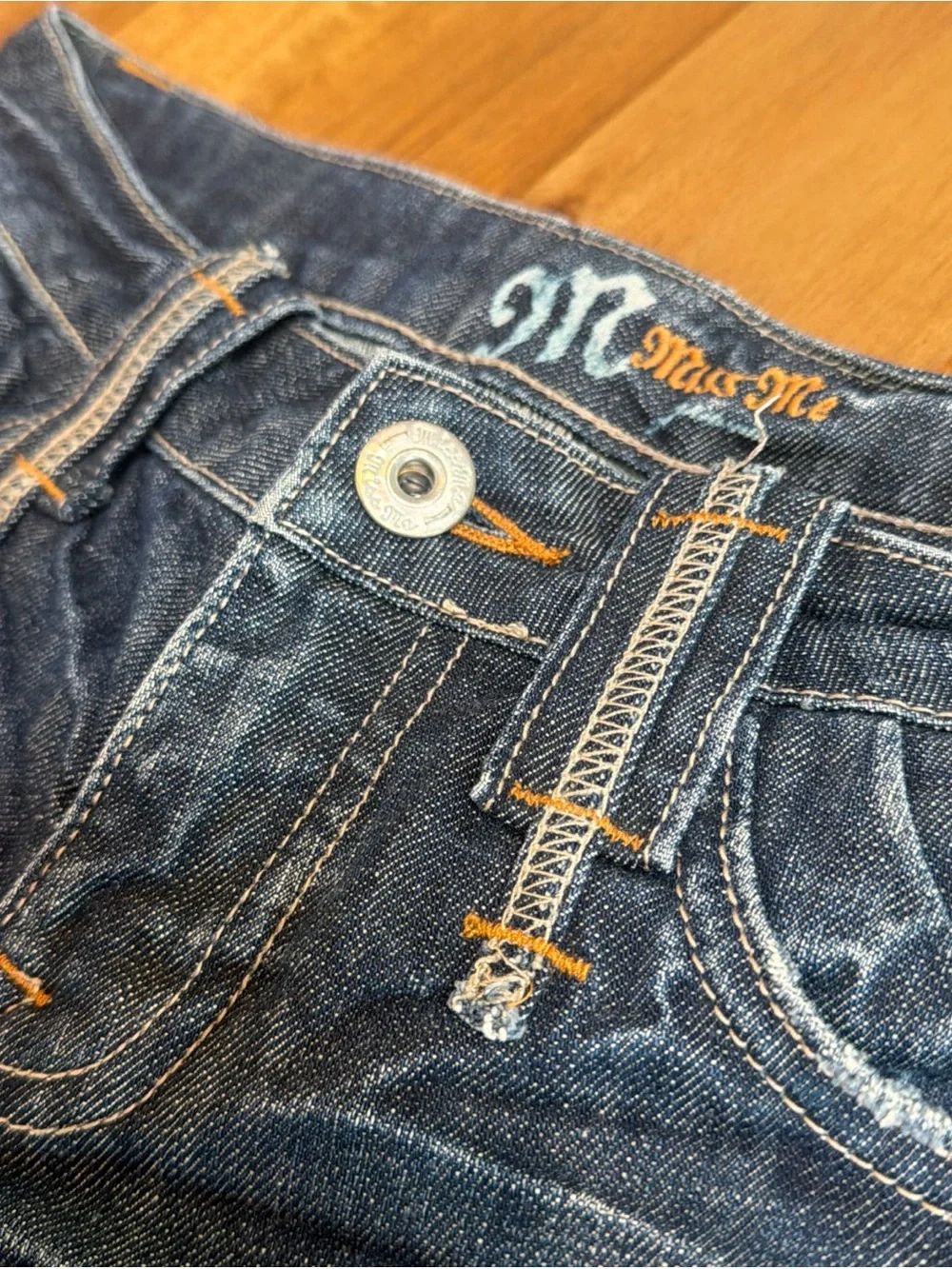 Miss Me Bermuda Shorts Women 28 Blue Denim 28 Raw Hem Distressed Y2K Jhorts